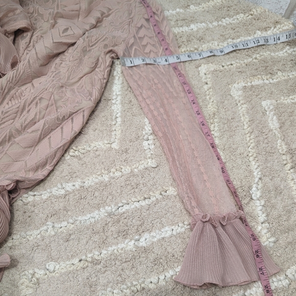 Saints + Secrets Small Dreamy Long Sleeve Blush Pink Ruffle Mini Dress - Picture 11 of 15